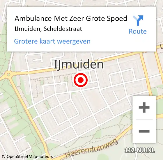 Locatie op kaart van de 112 melding: Ambulance Met Zeer Grote Spoed Naar IJmuiden, Scheldestraat op 5 november 2024 14:14