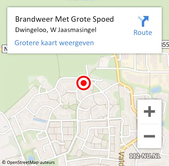 Locatie op kaart van de 112 melding: Brandweer Met Grote Spoed Naar Dwingeloo, W Jaasmasingel op 5 november 2024 14:14