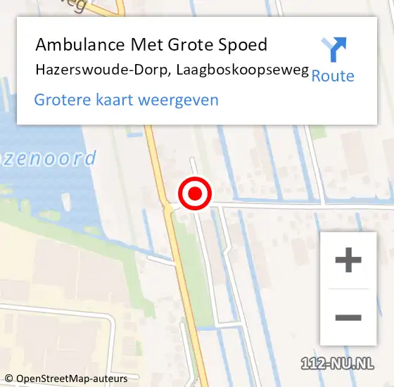 Locatie op kaart van de 112 melding: Ambulance Met Grote Spoed Naar Hazerswoude-Dorp, Laagboskoopseweg op 5 november 2024 14:17