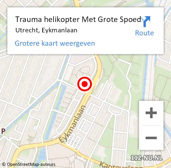 Locatie op kaart van de 112 melding: Trauma helikopter Met Grote Spoed Naar Utrecht, Eykmanlaan op 5 november 2024 14:29