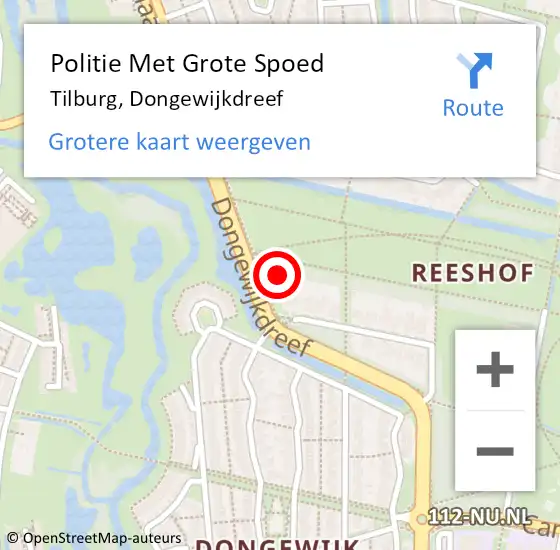 Locatie op kaart van de 112 melding: Politie Met Grote Spoed Naar Tilburg, Dongewijkdreef op 5 november 2024 14:30