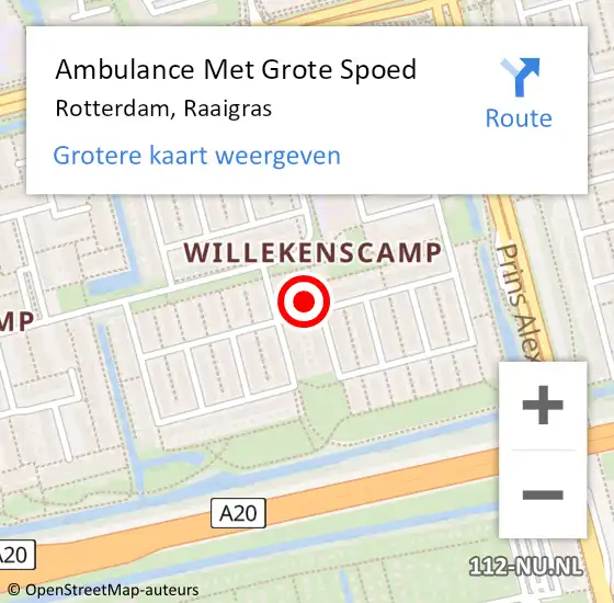 Locatie op kaart van de 112 melding: Ambulance Met Grote Spoed Naar Rotterdam, Raaigras op 5 november 2024 14:59