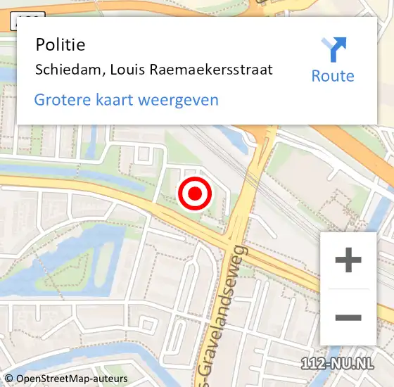 Locatie op kaart van de 112 melding: Politie Schiedam, Louis Raemaekersstraat op 5 november 2024 14:59