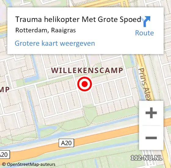 Locatie op kaart van de 112 melding: Trauma helikopter Met Grote Spoed Naar Rotterdam, Raaigras op 5 november 2024 15:02