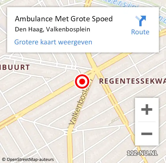 Locatie op kaart van de 112 melding: Ambulance Met Grote Spoed Naar Den Haag, Valkenbosplein op 5 november 2024 15:11