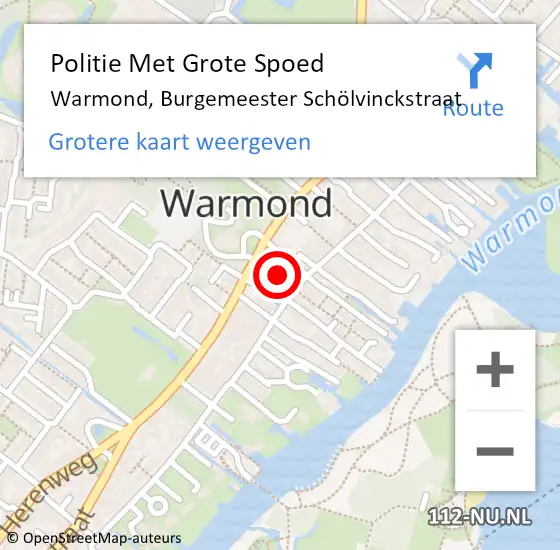 Locatie op kaart van de 112 melding: Politie Met Grote Spoed Naar Warmond, Burgemeester Schölvinckstraat op 5 november 2024 15:54