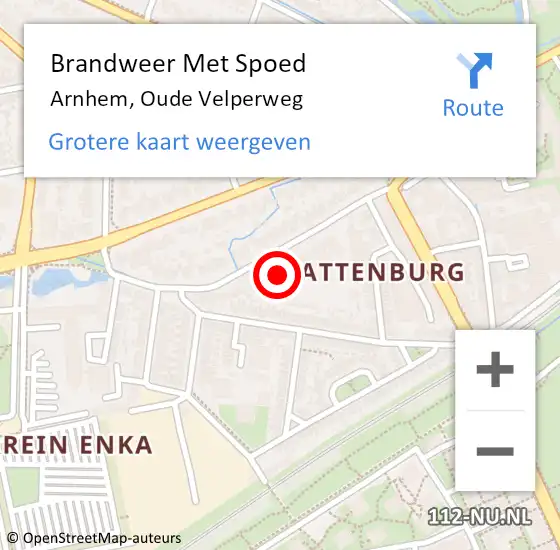 Locatie op kaart van de 112 melding: Brandweer Met Spoed Naar Arnhem, Oude Velperweg op 5 november 2024 15:56