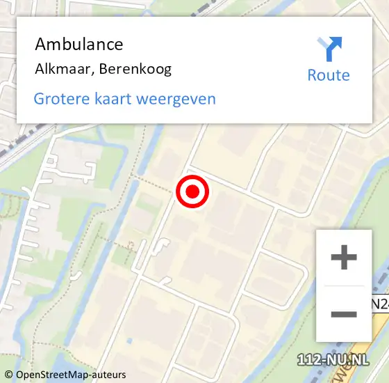 Locatie op kaart van de 112 melding: Ambulance Alkmaar, Berenkoog op 5 november 2024 16:01