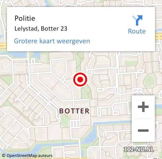 Locatie op kaart van de 112 melding: Politie Lelystad, Botter 23 op 5 november 2024 16:09