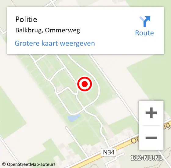 Locatie op kaart van de 112 melding: Politie Balkbrug, Ommerweg op 5 november 2024 16:10