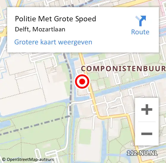 Locatie op kaart van de 112 melding: Politie Met Grote Spoed Naar Delft, Mozartlaan op 5 november 2024 16:32