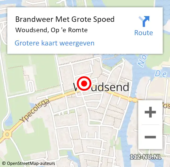 Locatie op kaart van de 112 melding: Brandweer Met Grote Spoed Naar Woudsend, Op 'e Romte op 5 november 2024 16:35