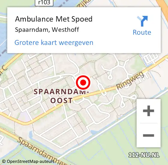 Locatie op kaart van de 112 melding: Ambulance Met Spoed Naar Spaarndam, Westhoff op 5 november 2024 16:50