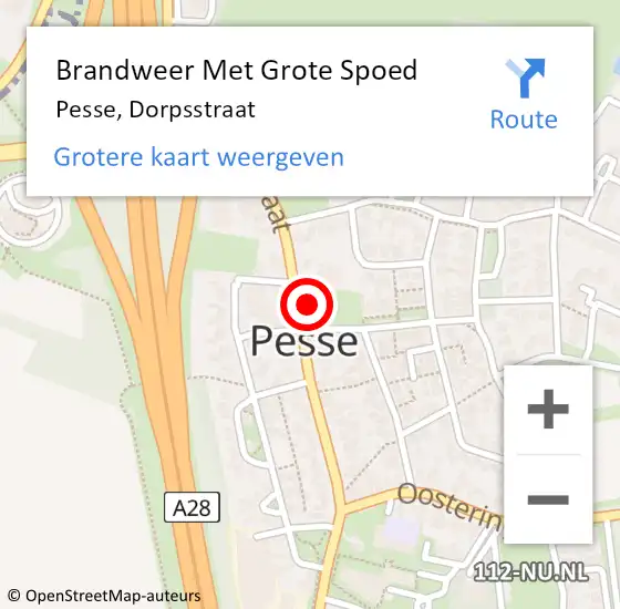 Locatie op kaart van de 112 melding: Brandweer Met Grote Spoed Naar Pesse, Dorpsstraat op 5 november 2024 17:04