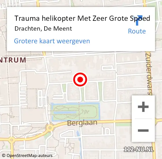 Locatie op kaart van de 112 melding: Trauma helikopter Met Zeer Grote Spoed Naar Drachten, De Meent op 5 november 2024 17:10