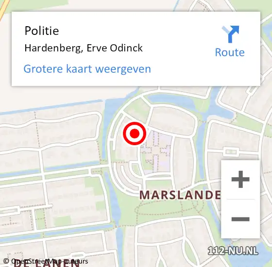 Locatie op kaart van de 112 melding: Politie Hardenberg, Erve Odinck op 5 november 2024 17:18