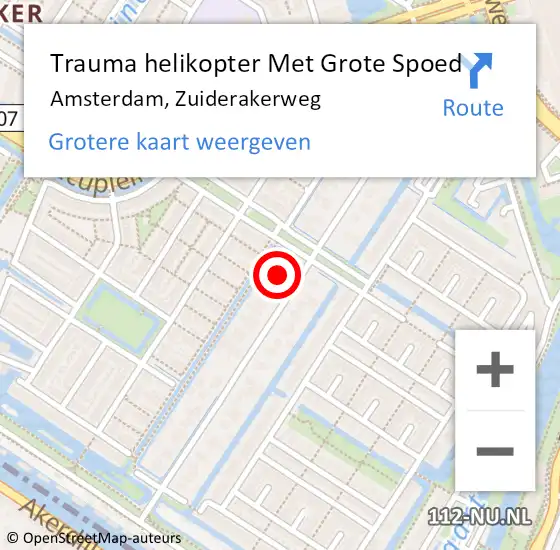 Locatie op kaart van de 112 melding: Trauma helikopter Met Grote Spoed Naar Amsterdam, Zuiderakerweg op 5 november 2024 17:21