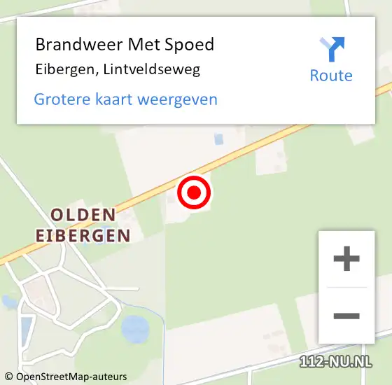 Locatie op kaart van de 112 melding: Brandweer Met Spoed Naar Eibergen, Lintveldseweg op 5 november 2024 17:23