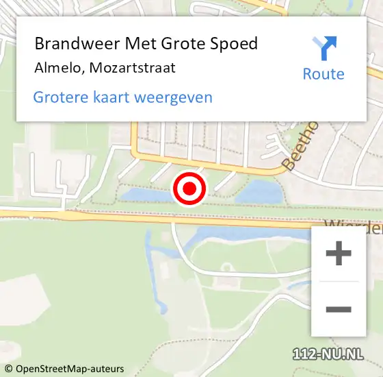 Locatie op kaart van de 112 melding: Brandweer Met Grote Spoed Naar Almelo, Mozartstraat op 5 november 2024 18:25