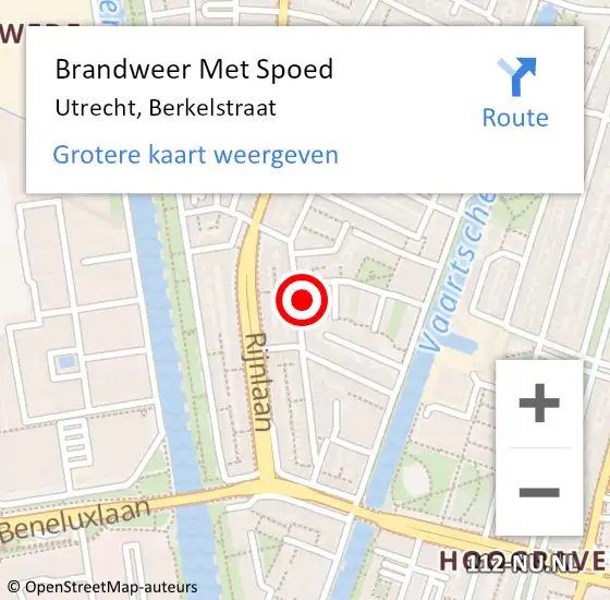 Locatie op kaart van de 112 melding: Brandweer Met Spoed Naar Utrecht, Berkelstraat op 5 november 2024 19:04