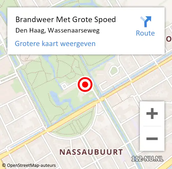 Locatie op kaart van de 112 melding: Brandweer Met Grote Spoed Naar Den Haag, Wassenaarseweg op 5 november 2024 19:05