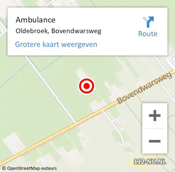 Locatie op kaart van de 112 melding: Ambulance Oldebroek, Bovendwarsweg op 5 november 2024 19:10