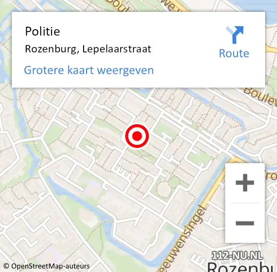 Locatie op kaart van de 112 melding: Politie Rozenburg, Lepelaarstraat op 5 november 2024 19:32