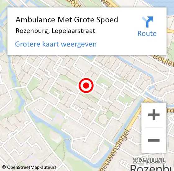 Locatie op kaart van de 112 melding: Ambulance Met Grote Spoed Naar Rozenburg, Lepelaarstraat op 5 november 2024 19:35