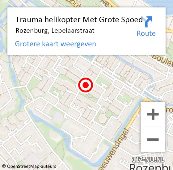 Locatie op kaart van de 112 melding: Trauma helikopter Met Grote Spoed Naar Rozenburg, Lepelaarstraat op 5 november 2024 19:37