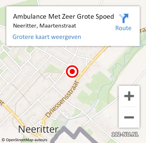 Locatie op kaart van de 112 melding: Ambulance Met Zeer Grote Spoed Naar Neeritter, Maartenstraat op 5 november 2024 19:40