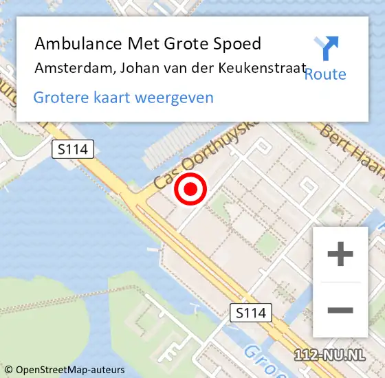 Locatie op kaart van de 112 melding: Ambulance Met Grote Spoed Naar Amsterdam, Johan van der Keukenstraat op 5 november 2024 19:59