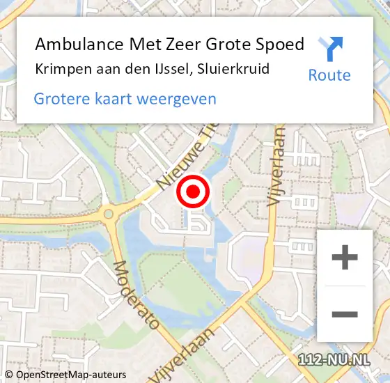 Locatie op kaart van de 112 melding: Ambulance Met Zeer Grote Spoed Naar Krimpen aan den IJssel, Sluierkruid op 5 november 2024 19:59