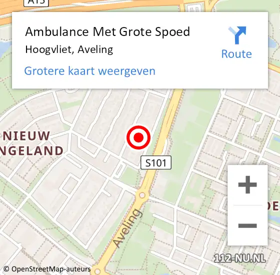 Locatie op kaart van de 112 melding: Ambulance Met Grote Spoed Naar Hoogvliet, Aveling op 5 november 2024 20:08