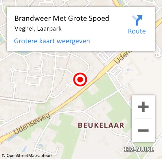 Locatie op kaart van de 112 melding: Brandweer Met Grote Spoed Naar Veghel, Laarpark op 5 november 2024 20:14