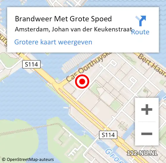 Locatie op kaart van de 112 melding: Brandweer Met Grote Spoed Naar Amsterdam, Johan van der Keukenstraat op 5 november 2024 20:18