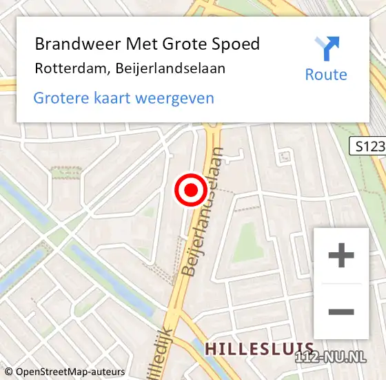 Locatie op kaart van de 112 melding: Brandweer Met Grote Spoed Naar Rotterdam, Beijerlandselaan op 5 november 2024 20:21