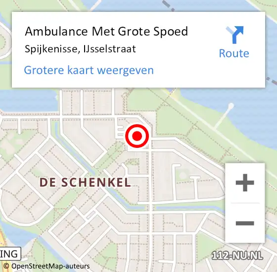 Locatie op kaart van de 112 melding: Ambulance Met Grote Spoed Naar Spijkenisse, IJsselstraat op 5 november 2024 20:43