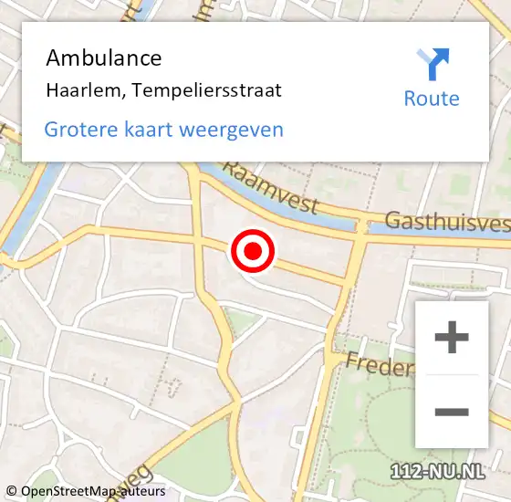 Locatie op kaart van de 112 melding: Ambulance Haarlem, Tempeliersstraat op 5 november 2024 20:52