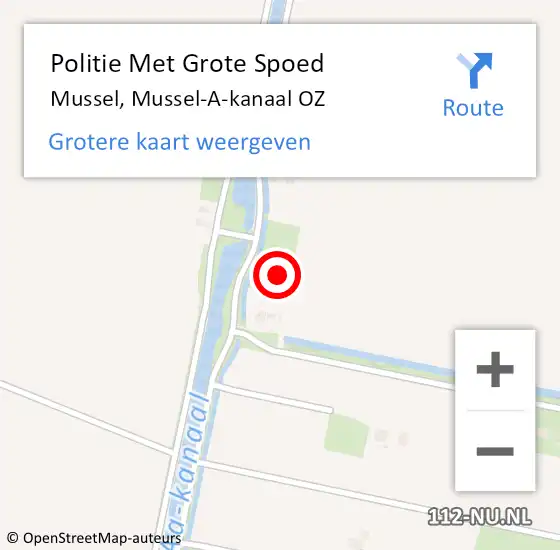 Locatie op kaart van de 112 melding: Politie Met Grote Spoed Naar Mussel, Mussel-A-kanaal OZ op 5 november 2024 21:07