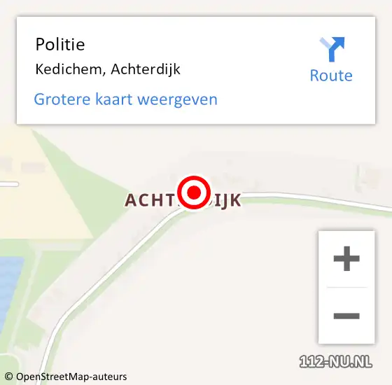 Locatie op kaart van de 112 melding: Politie Kedichem, Achterdijk op 5 november 2024 21:09