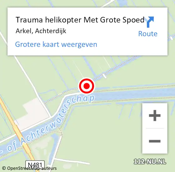 Locatie op kaart van de 112 melding: Trauma helikopter Met Grote Spoed Naar Arkel, Achterdijk op 5 november 2024 21:13