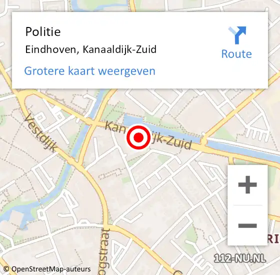 Locatie op kaart van de 112 melding: Politie Eindhoven, Kanaaldijk-Zuid op 5 november 2024 21:26