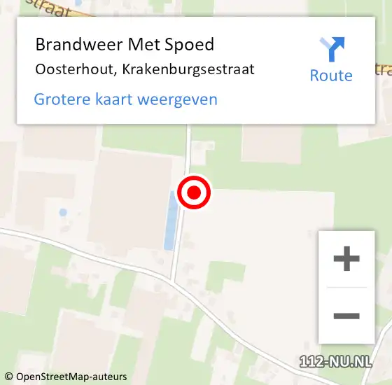 Locatie op kaart van de 112 melding: Brandweer Met Spoed Naar Oosterhout, Krakenburgsestraat op 5 november 2024 21:33