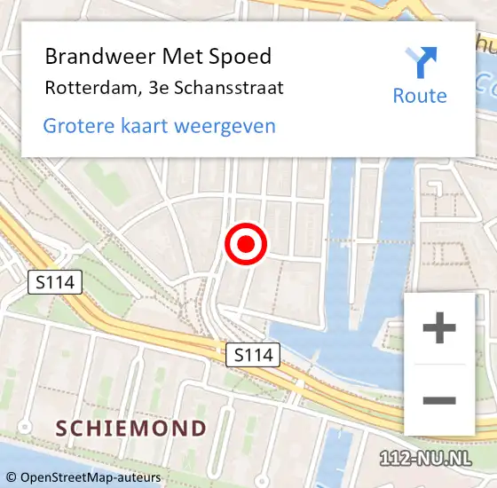 Locatie op kaart van de 112 melding: Brandweer Met Spoed Naar Rotterdam, 3e Schansstraat op 5 november 2024 21:52