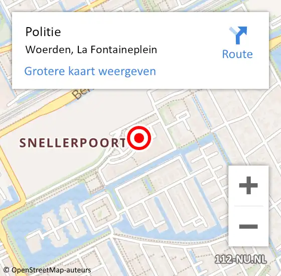 Locatie op kaart van de 112 melding: Politie Woerden, La Fontaineplein op 5 november 2024 22:02