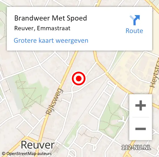 Locatie op kaart van de 112 melding: Brandweer Met Spoed Naar Reuver, Emmastraat op 5 november 2024 23:05