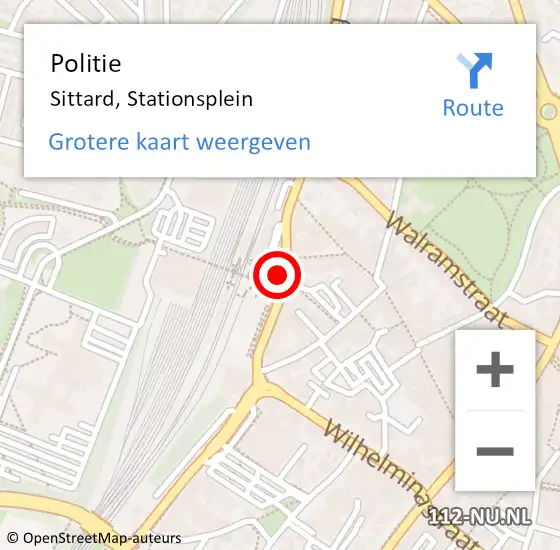 Locatie op kaart van de 112 melding: Politie Sittard, Stationsplein op 5 november 2024 23:20