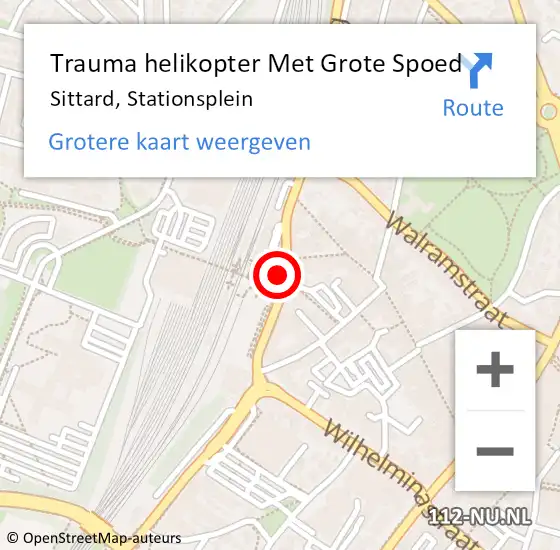 Locatie op kaart van de 112 melding: Trauma helikopter Met Grote Spoed Naar Sittard, Stationsplein op 5 november 2024 23:21