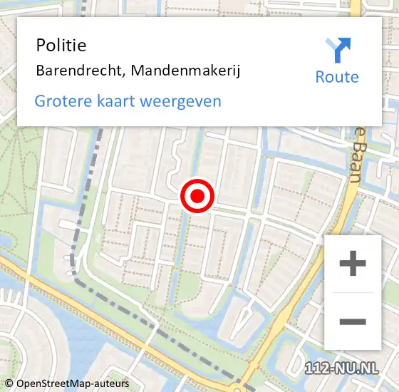 Locatie op kaart van de 112 melding: Politie Barendrecht, Mandenmakerij op 5 november 2024 23:39