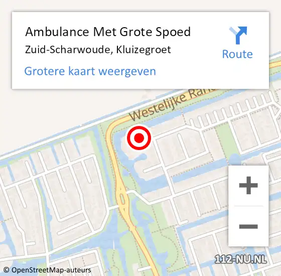 Locatie op kaart van de 112 melding: Ambulance Met Grote Spoed Naar Zuid-Scharwoude, Kluizegroet op 6 november 2024 00:16